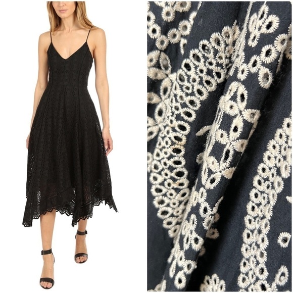 LOVESHACKFANCY Floral Embroidered Sleeveless V-Neck Fit & Flare Midi Dress S - Picture 2 of 8